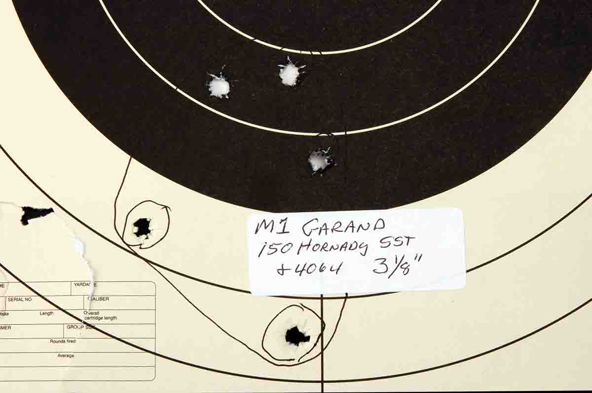 This photo shows that a three-shot group can be misleading. If the first three shots at top were fired first, the shooter would be lulled into thinking his rifle is capable of far more precision when it’s not.